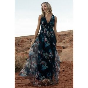 Baltic Born Black and Blue Floral Maxi Dress